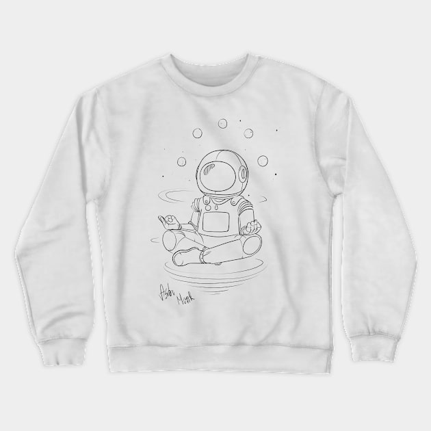 Astro Monk (White) Crewneck Sweatshirt by VeryCerealsStore